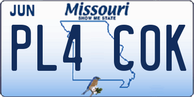 MO license plate PL4C0K