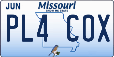 MO license plate PL4C0X
