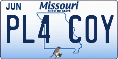 MO license plate PL4C0Y