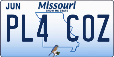MO license plate PL4C0Z