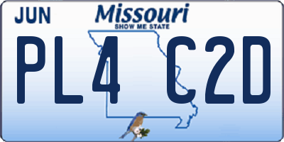 MO license plate PL4C2D