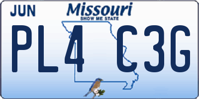 MO license plate PL4C3G