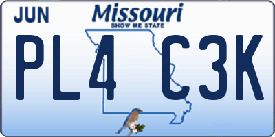 MO license plate PL4C3K