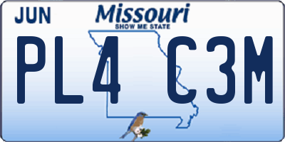 MO license plate PL4C3M