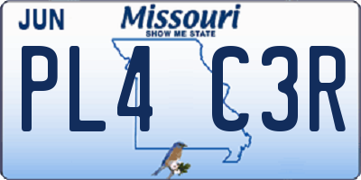 MO license plate PL4C3R