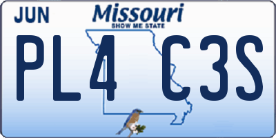 MO license plate PL4C3S