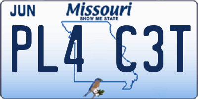 MO license plate PL4C3T