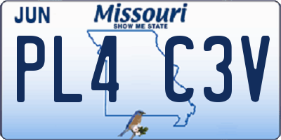 MO license plate PL4C3V