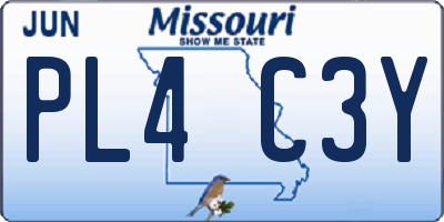 MO license plate PL4C3Y