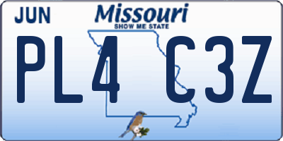 MO license plate PL4C3Z