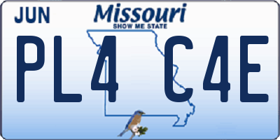 MO license plate PL4C4E