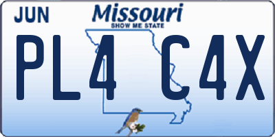 MO license plate PL4C4X