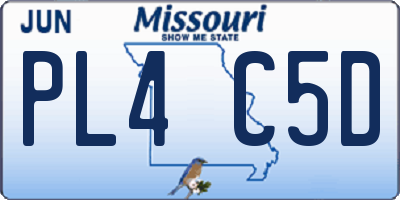 MO license plate PL4C5D
