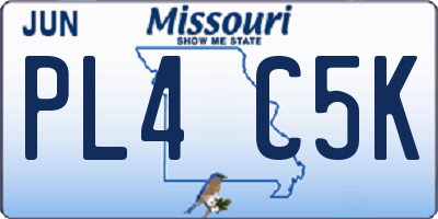 MO license plate PL4C5K