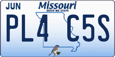 MO license plate PL4C5S