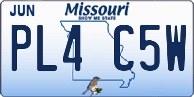 MO license plate PL4C5W
