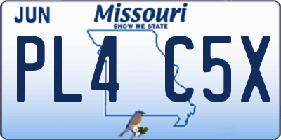 MO license plate PL4C5X