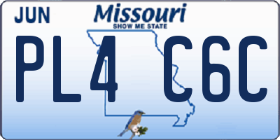 MO license plate PL4C6C