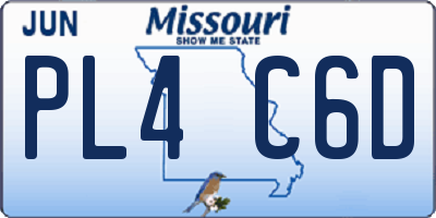 MO license plate PL4C6D