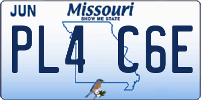 MO license plate PL4C6E