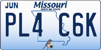 MO license plate PL4C6K