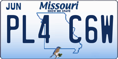 MO license plate PL4C6W