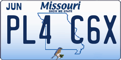 MO license plate PL4C6X