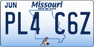 MO license plate PL4C6Z