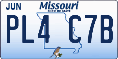 MO license plate PL4C7B