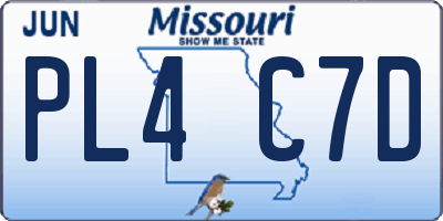 MO license plate PL4C7D