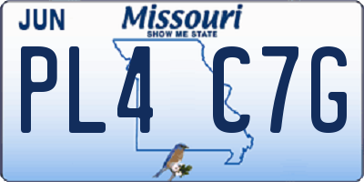 MO license plate PL4C7G