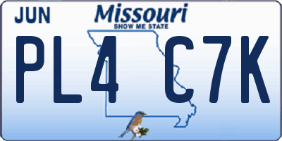 MO license plate PL4C7K