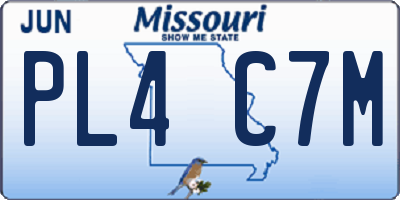 MO license plate PL4C7M