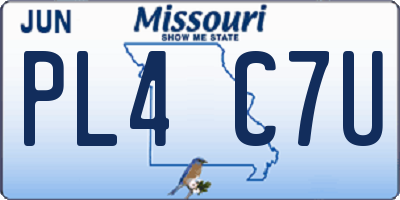 MO license plate PL4C7U