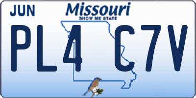 MO license plate PL4C7V