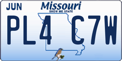 MO license plate PL4C7W