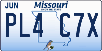 MO license plate PL4C7X