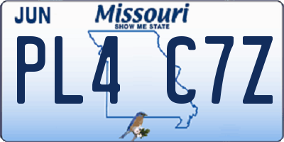 MO license plate PL4C7Z