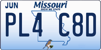 MO license plate PL4C8D