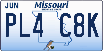 MO license plate PL4C8K