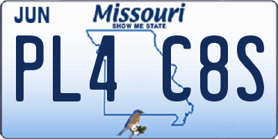 MO license plate PL4C8S