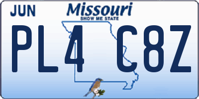 MO license plate PL4C8Z