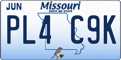 MO license plate PL4C9K