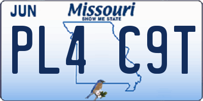 MO license plate PL4C9T