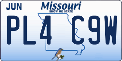 MO license plate PL4C9W