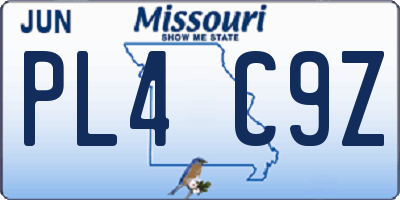 MO license plate PL4C9Z