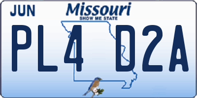 MO license plate PL4D2A