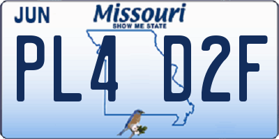 MO license plate PL4D2F