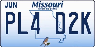 MO license plate PL4D2K