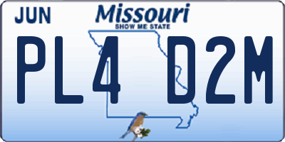 MO license plate PL4D2M
